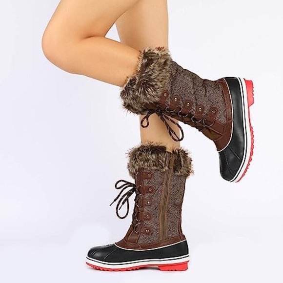 DREAM PAIRS Women's Mid-Calf Waterproof Winter Snow Boots - Picture 1 of 8